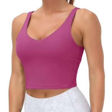 Women’s Longline Sports Bra Wirefree Padded Medium Support Yoga Bras Gym Running Workout Tank Tops...