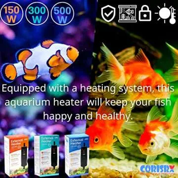 CORISRX 150w/300w/500w in-Line External Heater Aquarium Heater - 150/300/500 WATT 1/2",5/8" (Applied to Both Sizes) (Black 150 Watt 5/8",1/2" Hose)