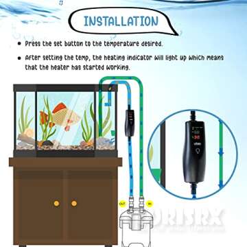CORISRX 150w/300w/500w in-Line External Heater Aquarium Heater - 150/300/500 WATT 1/2",5/8" (Applied to Both Sizes) (Black 150 Watt 5/8",1/2" Hose)