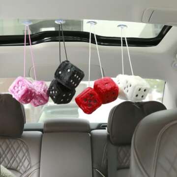 Stylish YGMONER Black Fuzzy Dice for Cars - Pair of 2.75" Plush