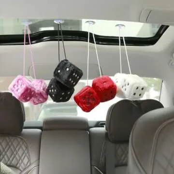 Stylish YGMONER Black Fuzzy Dice for Cars - Pair of 2.75" Plush