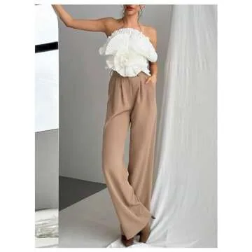 OYOANGLE Women's 3D Flower Strapless Bandeau Top