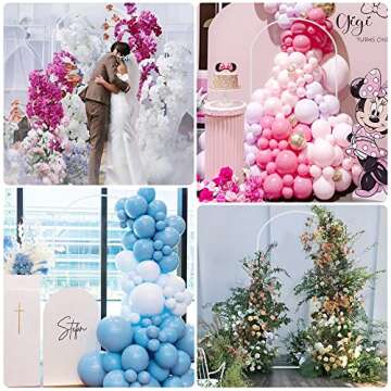 Fomcet 7.2x4FT Metal White Wedding Arch Backdrop Stand Balloon Arched Frame for Ceremony Birthday Party Graduation Bridal Baby Shower Anniversary Background Decoration