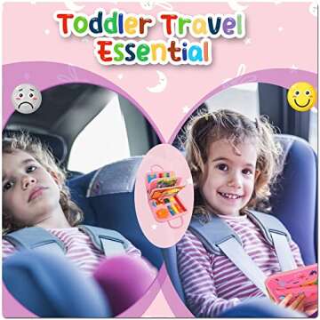 Toddler Girl Toys Busy Board Pink - Birthday Gifts 2 Year Old Girls 1-3 Autism Kids Sensory Airplane Travel Essentials Quiet Books 2-4 Montessori Activity Plane Car Ride Trip Autistic Children Develop
