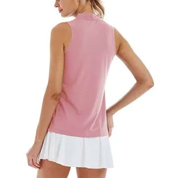 LastFor1 Women's Golf Polo Sleeveless Shirt Zip-Up UPF 50+ UV Protection Athletic Tops Slim Fit Quic...