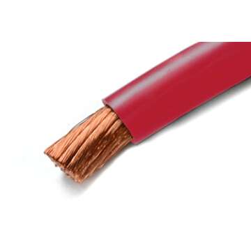 TEMCo WC0327-30 ft 4/0 Gauge AWG Welding Lead & Car Battery Cable Copper Wire RED | MADE IN USA