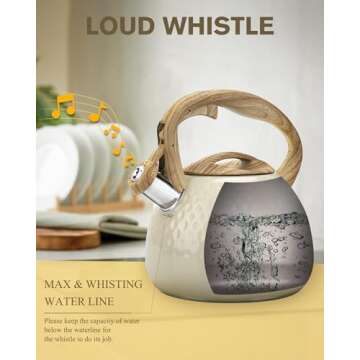 Hauce Radio Tea Kettle Stovetop Teapot, 2.5 Quart Loud Whistle Food Grade Stainless Steel and Smooth...