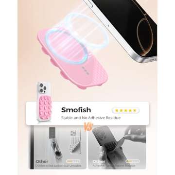 smofish Shower Phone Holder, Anti-Slip Hands-Free Magnetic Suction Cup Phone Mount for MagSafe Case,...