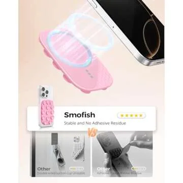smofish Shower Phone Holder, Anti-Slip Hands-Free Magnetic Suction Cup Phone Mount for MagSafe Case,...