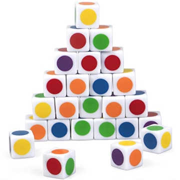 Color Dot Dice (25-Pack) | Customizable Blank Six Sided 16mm Dice | Education & Learning | Make Simp...