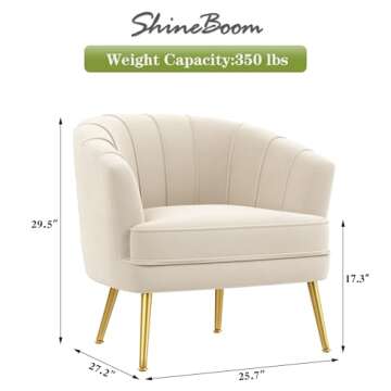 SHINEBOOM Velvet Accent Chairs for Living Room Bedroom Office Leisure Upholstered Single Sofa Chair ...