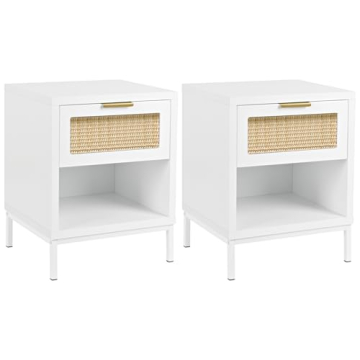 Anmytek White Nightstand Set of 2 Storage Solution