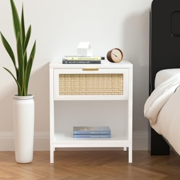 Anmytek White Nightstand Set of 2 Storage Solution