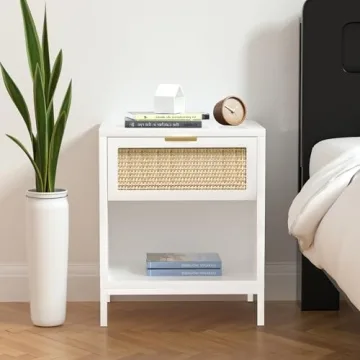 Anmytek White Nightstand Set of 2 Storage Solution
