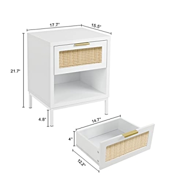 Anmytek White Nightstand Set of 2 Storage Solution