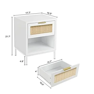 Anmytek White Nightstand Set of 2 Storage Solution