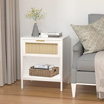 Anmytek White Nightstand Set of 2 Storage Solution