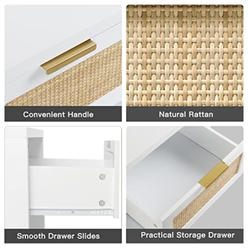 Anmytek White Nightstand Set of 2 Storage Solution