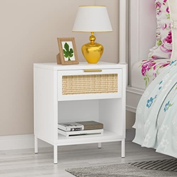 Anmytek White Nightstand Set of 2 Storage Solution