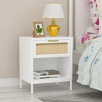 Anmytek White Nightstand Set of 2 Storage Solution