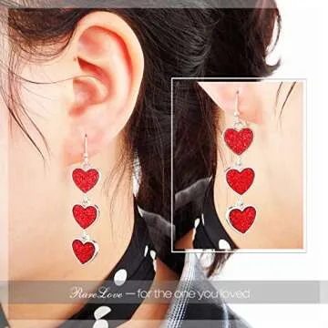 Multi Red Interlocking Heart Dangle Earrings for Women