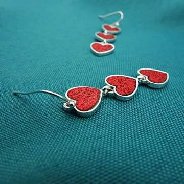 Multi Red Interlocking Heart Dangle Earrings for Women