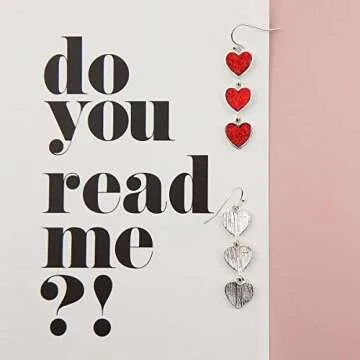 Multi Red Interlocking Heart Dangle Earrings for Women