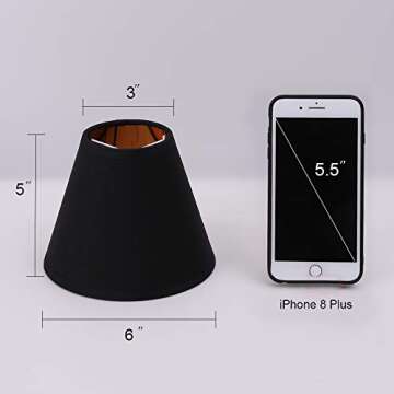 Wellmet Chandelier Lamp Shades, ONLY FOR CANDELABRA BULBS, Clip-on Fitter Lampshade, 3" X 6" X 5", Set of 6