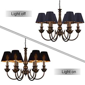 Wellmet Chandelier Lamp Shades, ONLY FOR CANDELABRA BULBS, Clip-on Fitter Lampshade, 3" X 6" X 5", Set of 6
