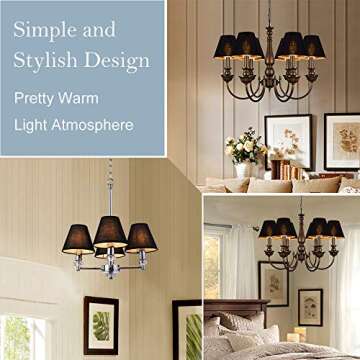 Wellmet Chandelier Lamp Shades, ONLY FOR CANDELABRA BULBS, Clip-on Fitter Lampshade, 3" X 6" X 5", Set of 6