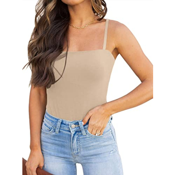 REORIA Women's Summer Sexy Adjustable Spaghetti Strap Square Neck Sleeveless Party Club Night Shirts...