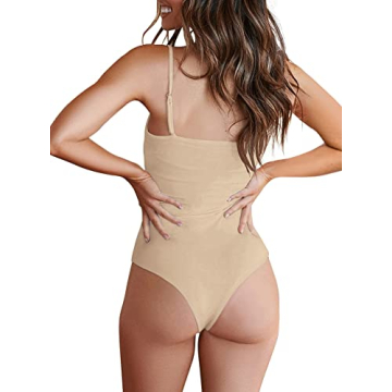 REORIA Adjustable Spaghetti Strap Bodysuit for Women
