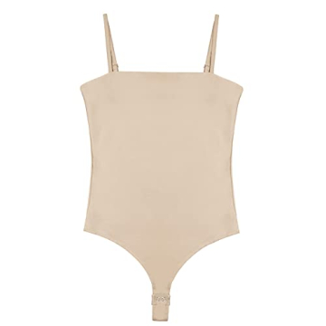 REORIA Adjustable Spaghetti Strap Bodysuit for Women