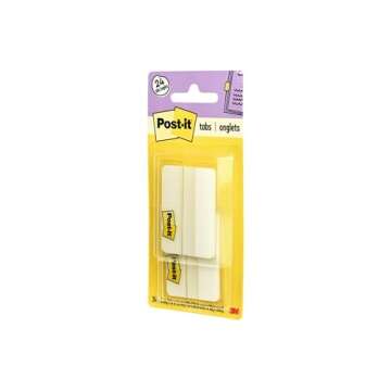 Post-it Tabs, 2 in Solid, White, 12 Tabs/On-The-Go Dispenser, 2 Dispensers/Pack (686-24WE)