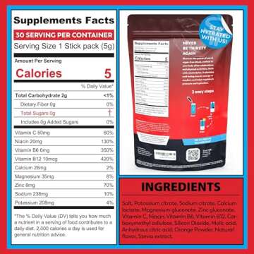 Sugar-Free Watermelon Electrolyte Powder Packets - 30 Sticks