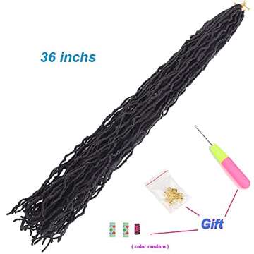 36 Inch New Faux Locs Crochet Braids Hair 6 Packs Super Long Goddess Locs Crochet Hair Curly Wavy Soft Locs Braiding Hair for Women Pre-looped Synthetic Afro Roots Braid Collection Extended