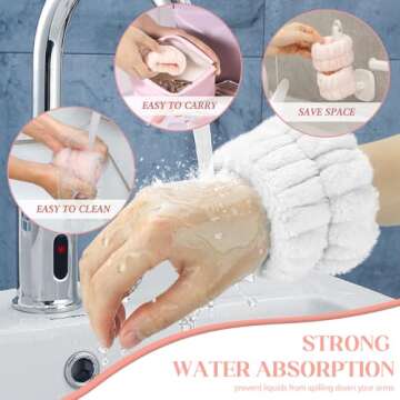 Women's Wrist Towels for Washing Face, Microfiber Spa Wash Towel Band, Face Washing Absorbent Wristb...