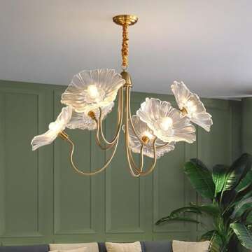 JIASHIN Modern Nordic Chandeliers with 6-Lights, Lotus Leaf Design, Elegant Floral Pendant for Home