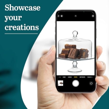 Libbey Selene Glass Cake Stand with Dome Lid, Elegant Curved Footed Glass Cake Holder, Covered Cake Stand, Versatile Glass Dome