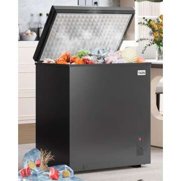 TABU 3.5 Cubic Feet Chest Freezer, Freestanding Compact Top-Opening Deep Freezer with 7 Level Adjust...