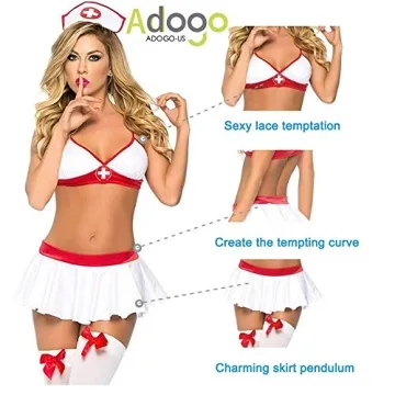 ADOGO Sexy Nurse Lingerie Set for Valentine's Day Roleplay