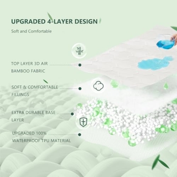 Waterproof Mattress Protector Bamboo Rayon 3D Air Fabric