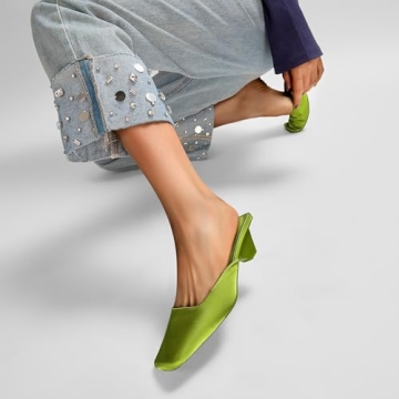 Fuazuzu Satin Kitten Heels Mules for Elegant Comfort