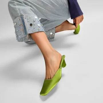 Fuazuzu Satin Kitten Heels Mules for Elegant Comfort