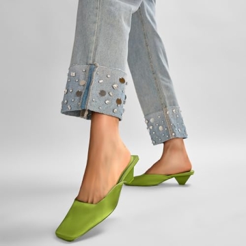 Fuazuzu Satin Kitten Heels Mules for Elegant Comfort