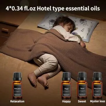 BOHOFAM Aroma Essential Oil Diffuser,Rain Cloud humidifier Simultaneously Water Drip and Air Mist,Rain Diffuser with 4 Hotel Collection Essential Oils for Home,Bedroom,Colorful Light(Black)