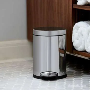 simplehuman 4.5L Bathroom Trash Can in White Steel