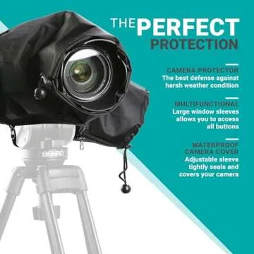 Movo CRC01 Waterproof Nylon Camera Rain Cover with Enclosed Hand Sleeves Compatible with Canon EOS, Nikon, Sony, Olympus, Pentax and Panasonic DSLR Cameras