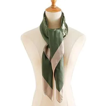 vimate Silk Bandana Scarf, Womens 35 Square Silk Like Scarfs for Head Sleeping at Night (Style 45)