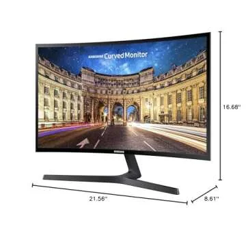 SAMSUNG 23.5” CF396 Curved Computer Monitor, AMD FreeSync for Advanced Gaming, 4ms Response Time, Wide Viewing Angle, Ultra Slim Design, LC24F396FHNXZA, Black